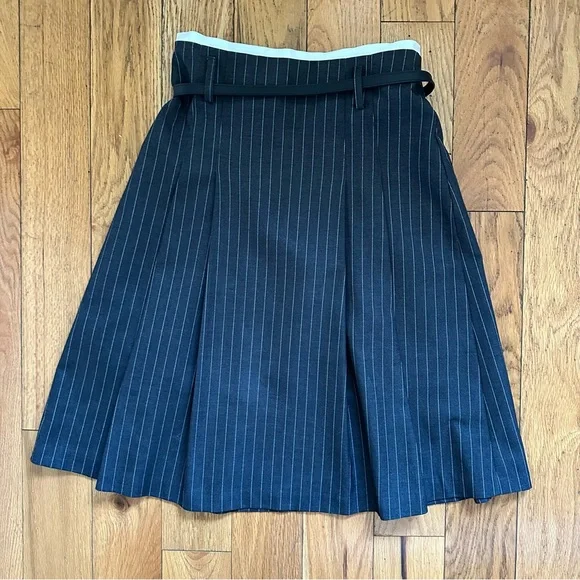 Belted pinstripe skirt